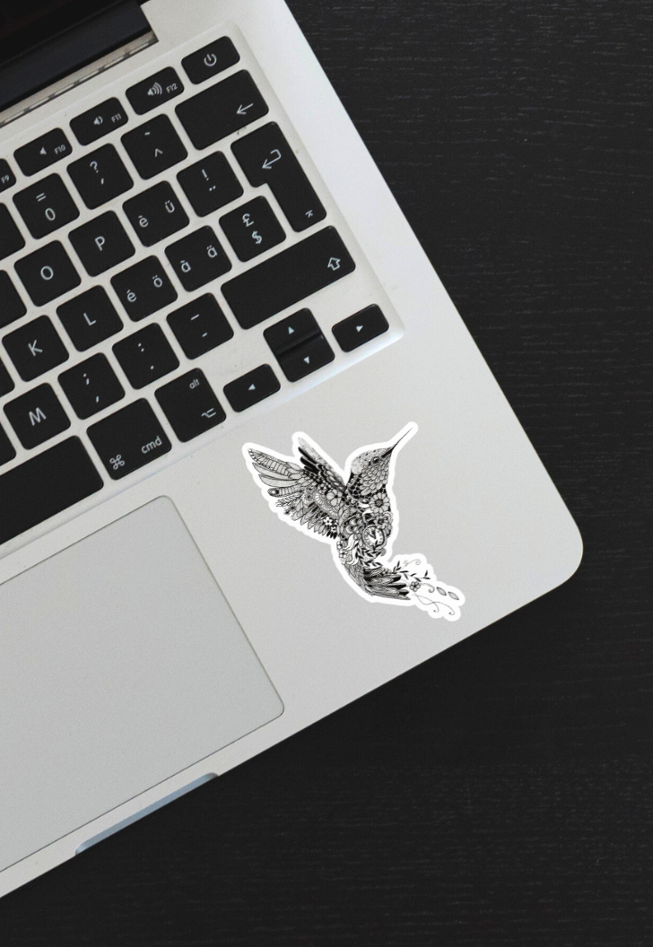 Bird With Clock Flower Feathers Sticker