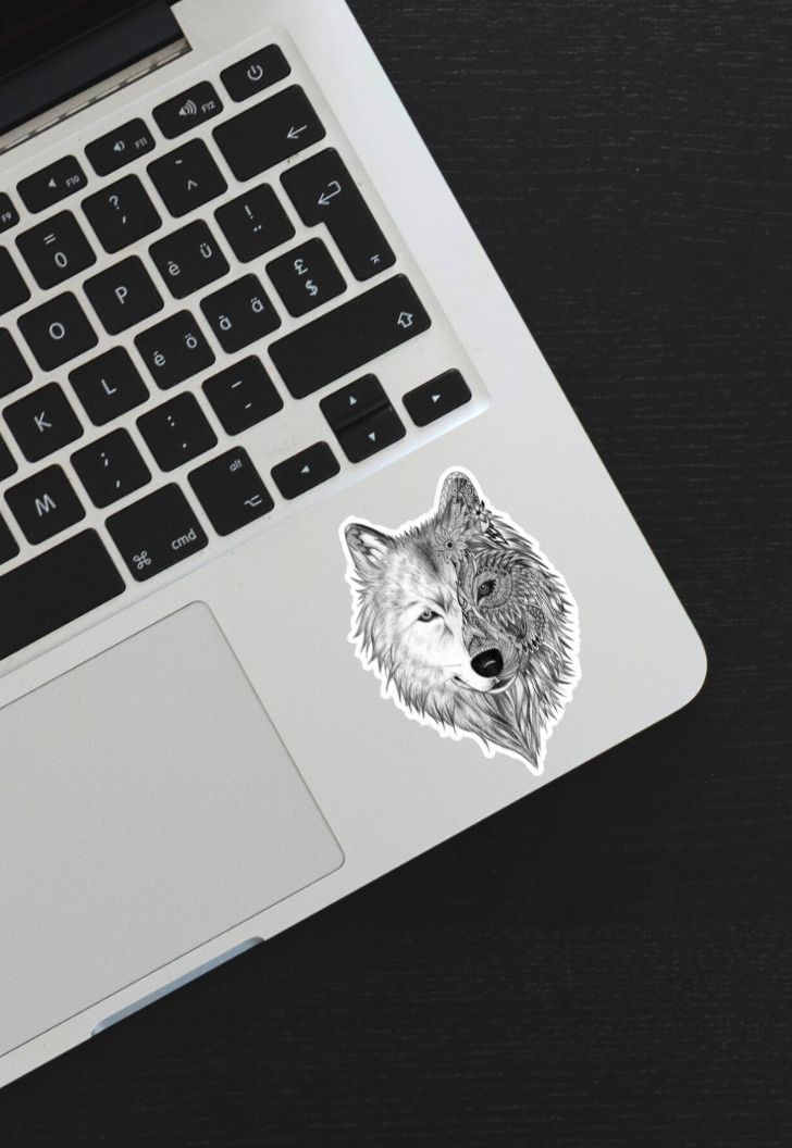 Wolf Ink Heart Sticker