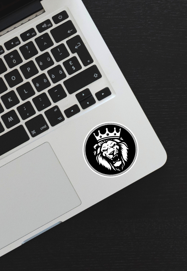 Black Lion With Crown Sticker