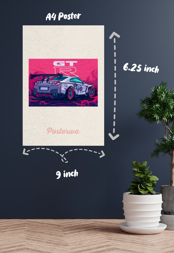 Nissan GTR Car Landscape Poster