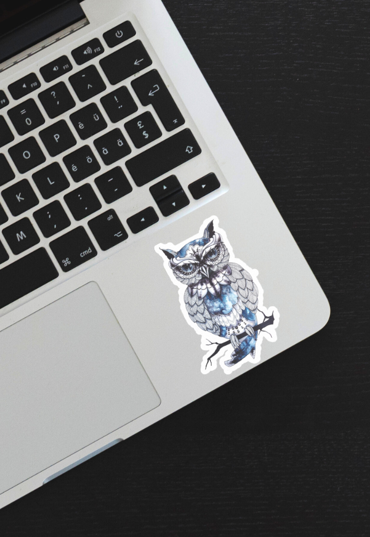 Blue Temp Owl Sticker