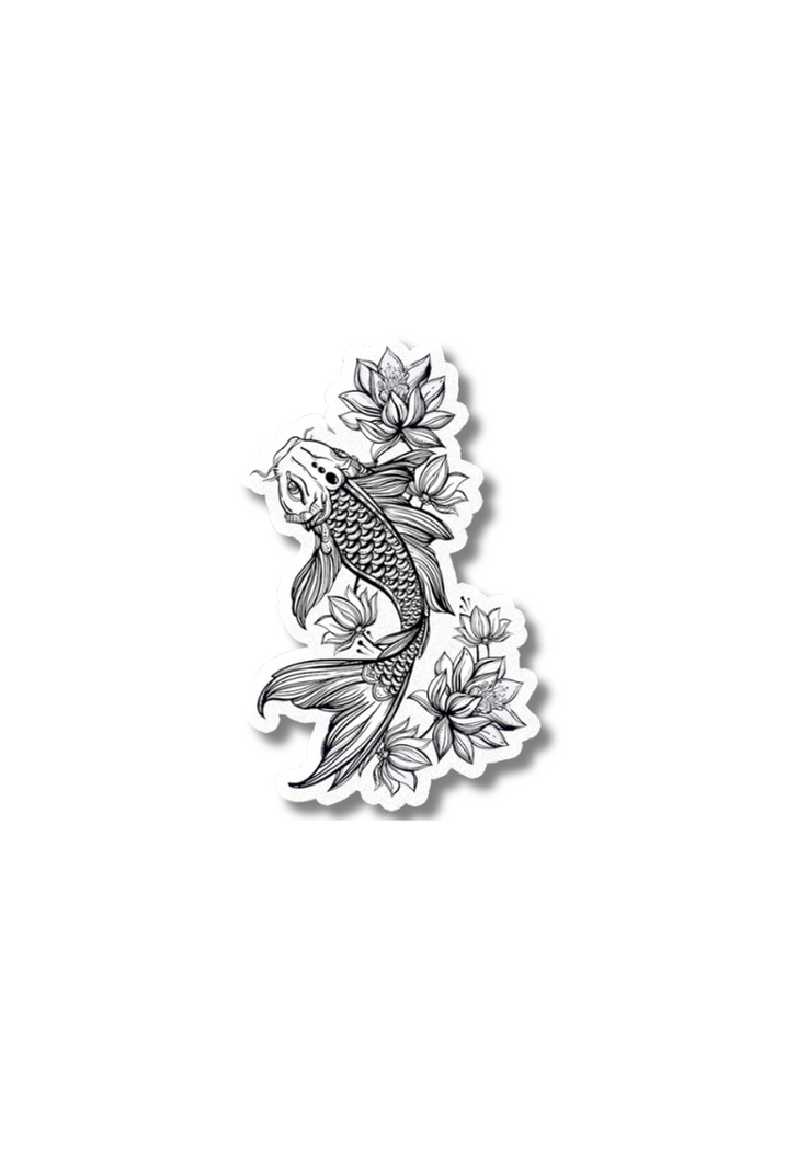 Koi Fish Black And White Sticker