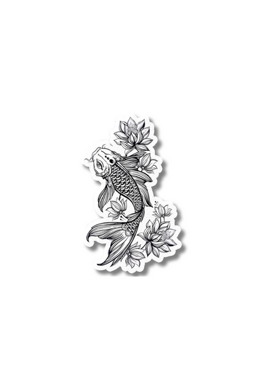 Koi Fish Black And White Sticker