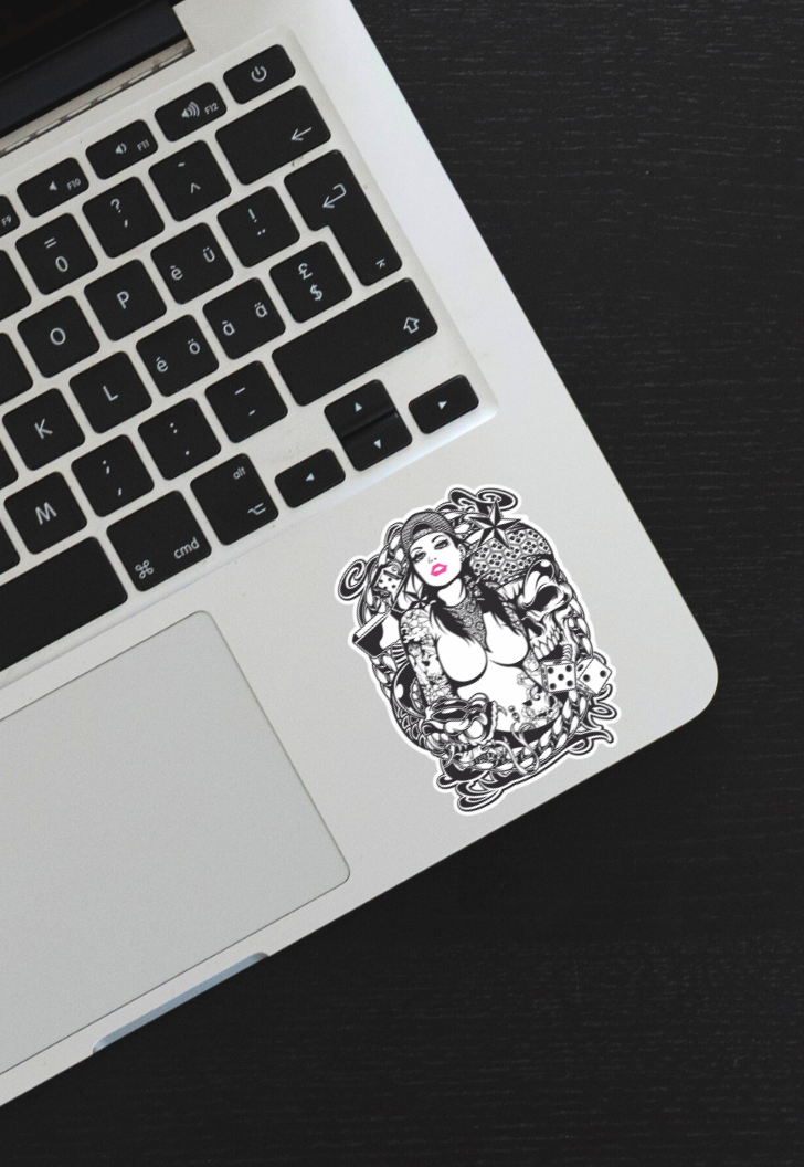Girl With Skull And Snake Pink Balonrosu Sticker