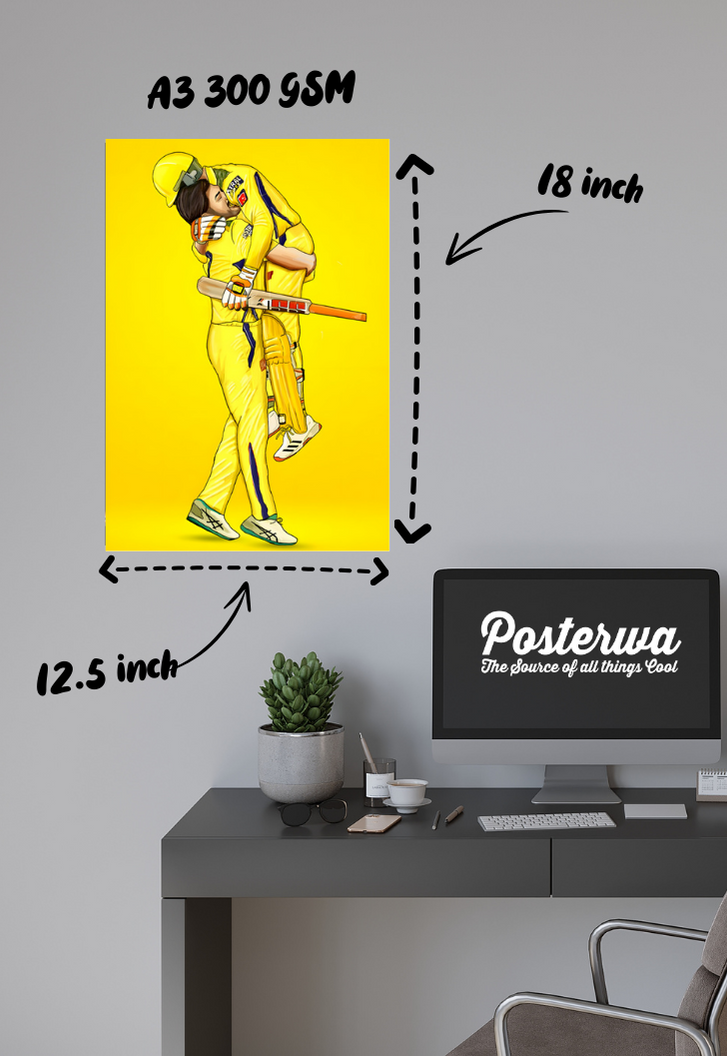 MS Dhoni Hugging Poster