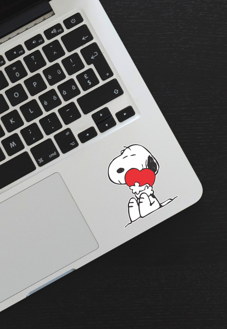 Snoopy Red And Black Heart Sticker
