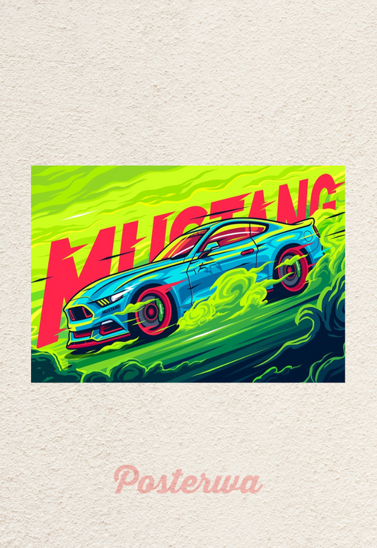 Street Style Ford Mustang GT Car Poster