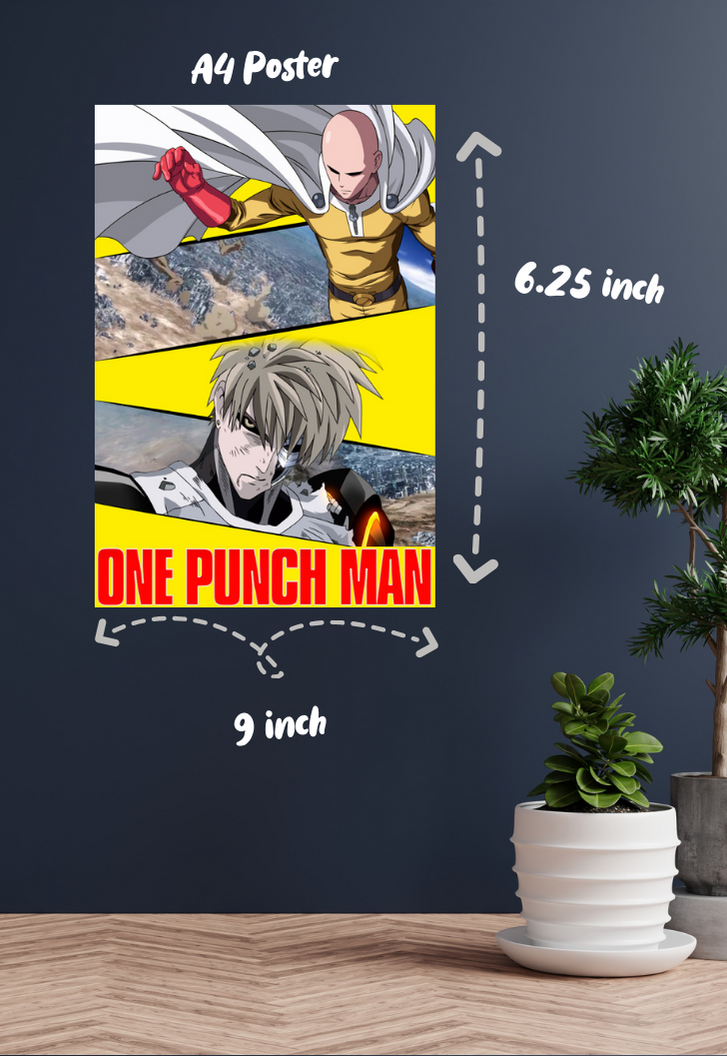 Saitama The Bald Savior and Genos | One Punch Man | Anime Poster