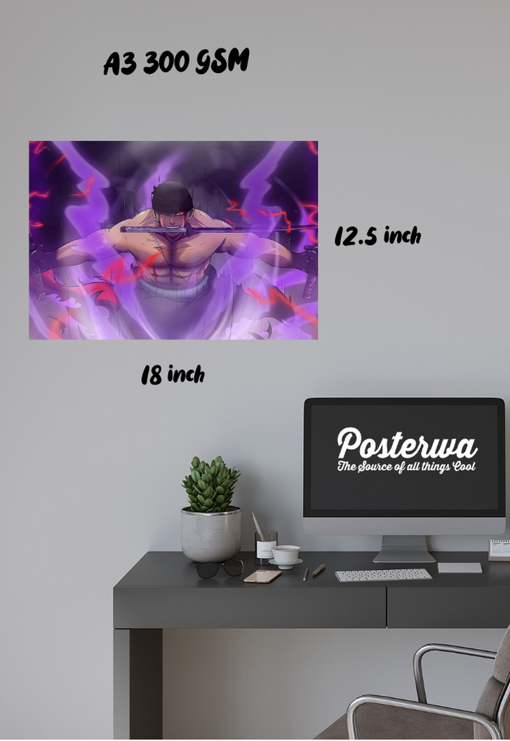 Zoro King of Hell Anime Landscape Poster