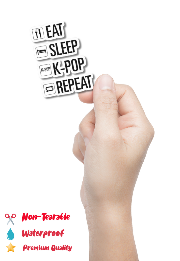 Eat Sleep K-POP Repeat Sticker
