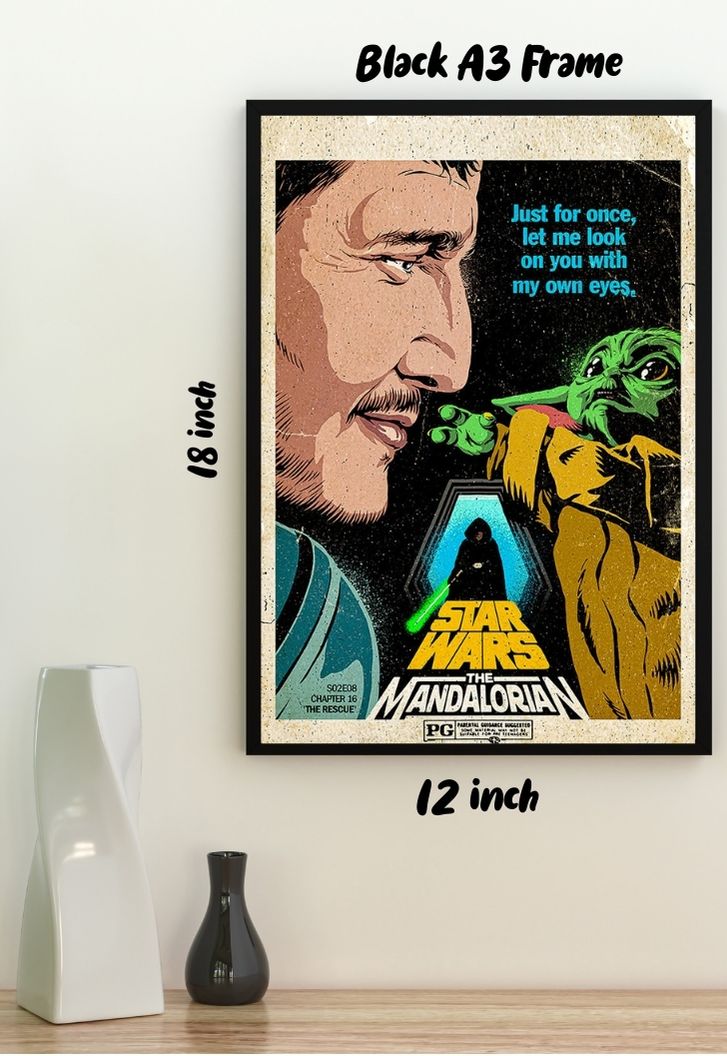Baby Yoda with Mandalorian Poster