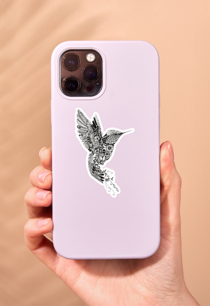Bird With Clock Flower Feathers Sticker