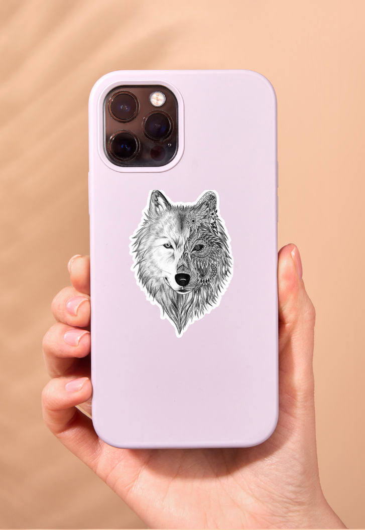 Wolf Ink Heart Sticker