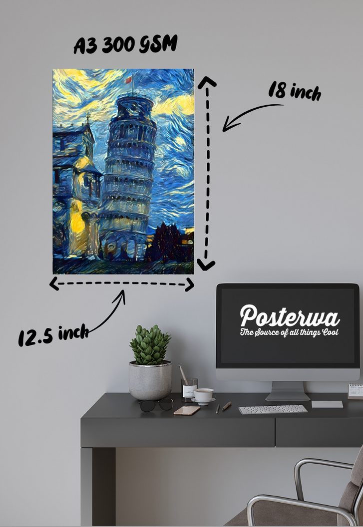 Pisa Tower Van Gogh Poster