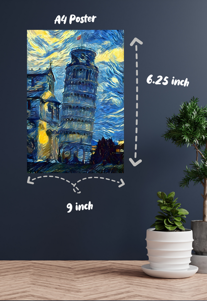 Pisa Tower Van Gogh Poster