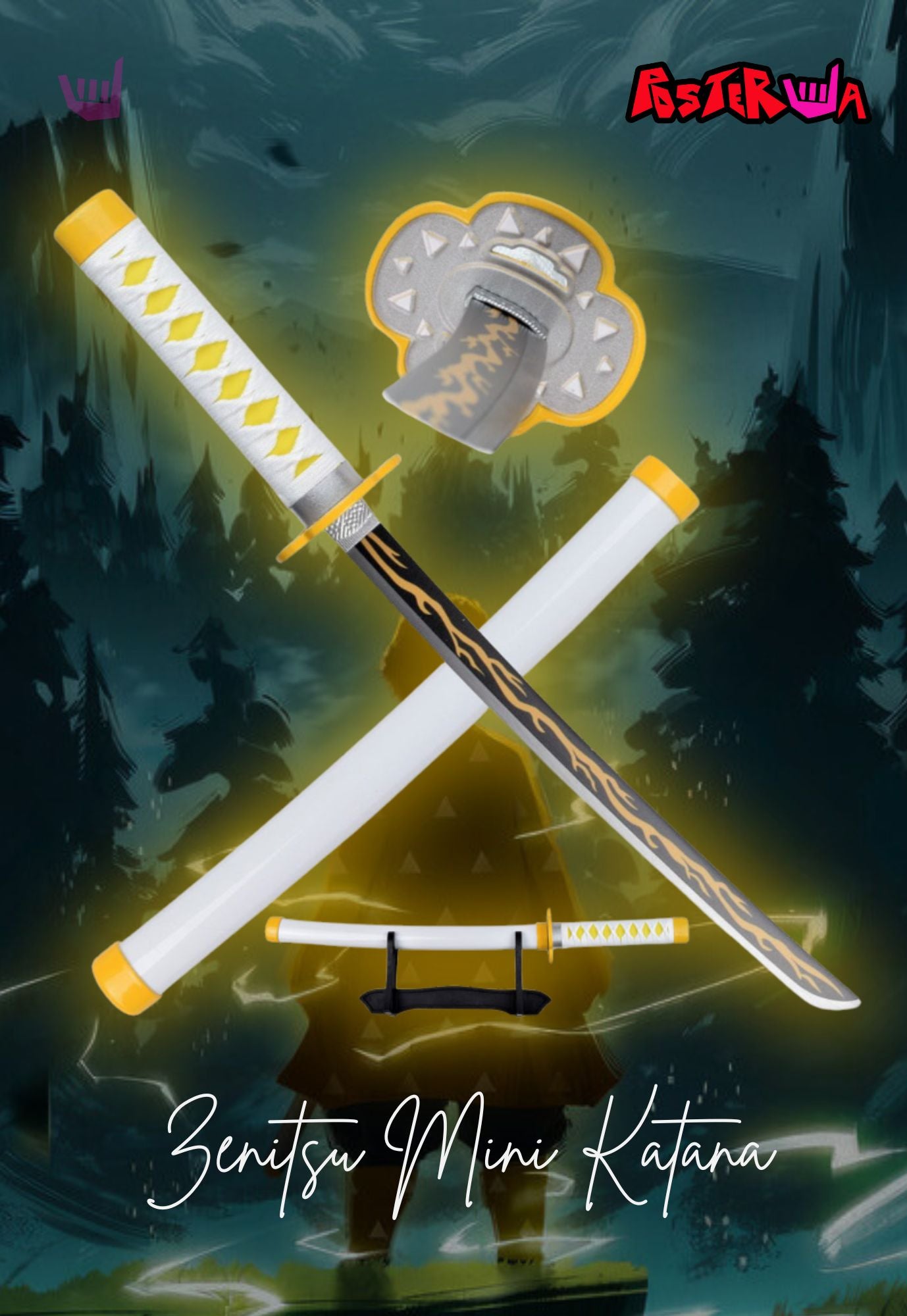 Zenitsu Agatsuma Nichirin Mini Katana – “Thunderflash” Kid-Safe Edition (16 in)