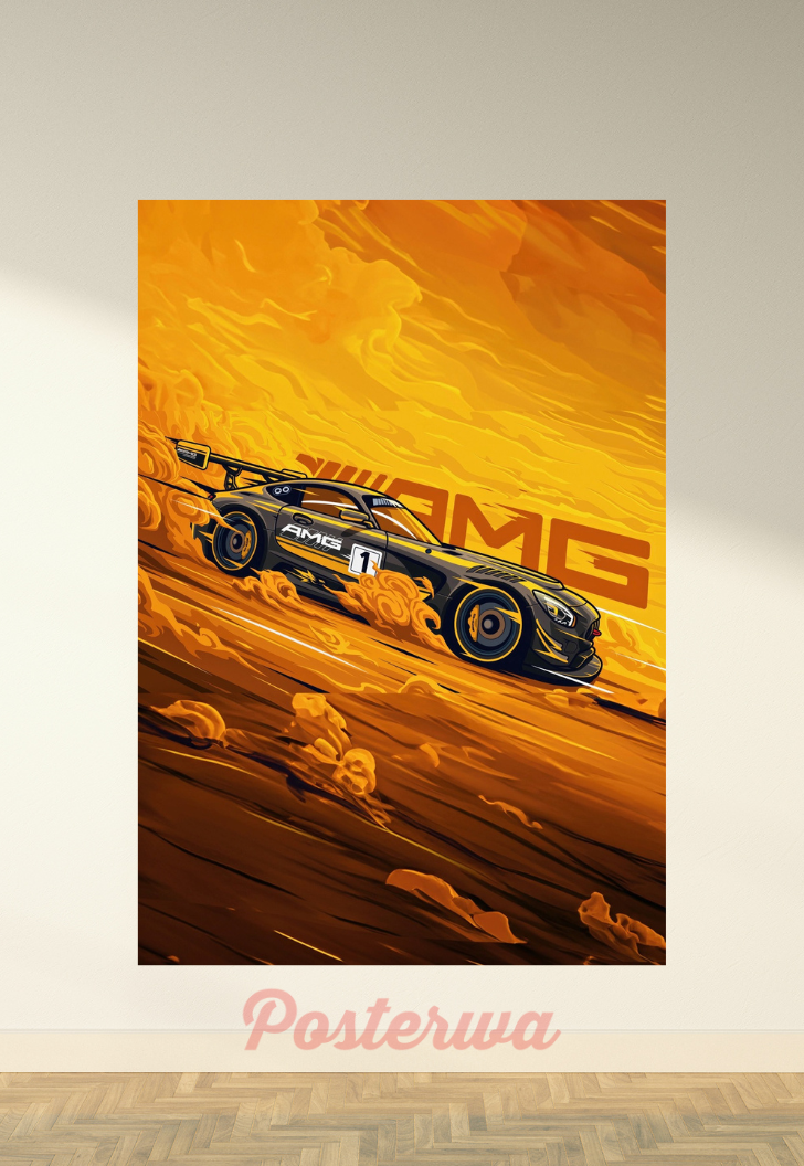 Animated BMW AMG Car Poster