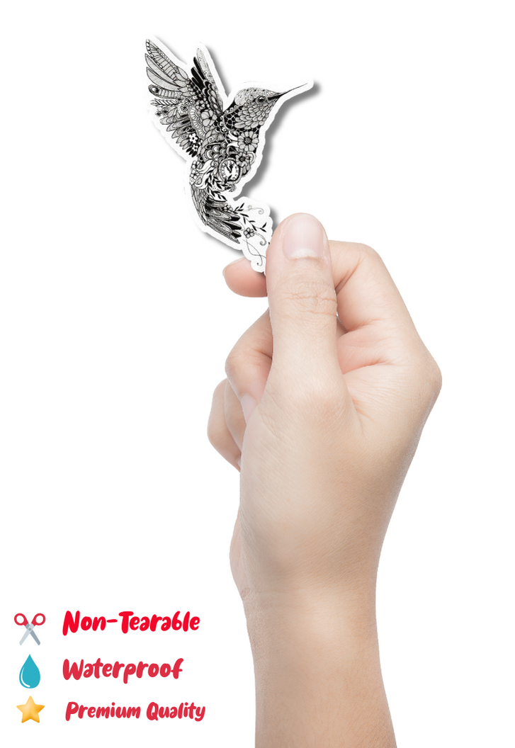 Bird With Clock Flower Feathers Sticker