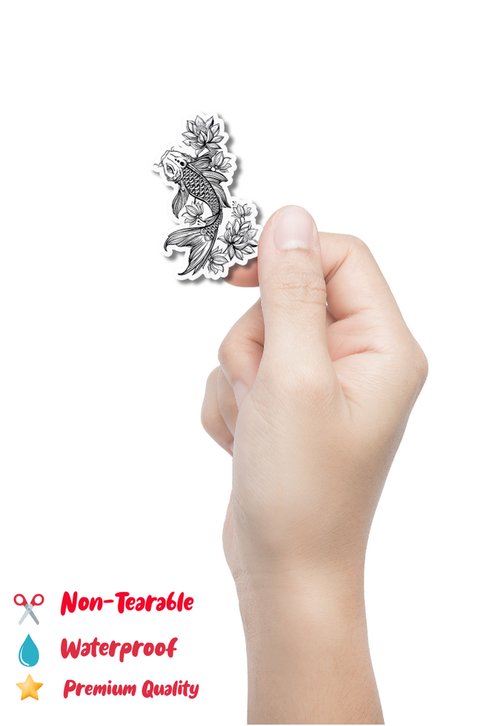 Koi Fish Black And White Sticker