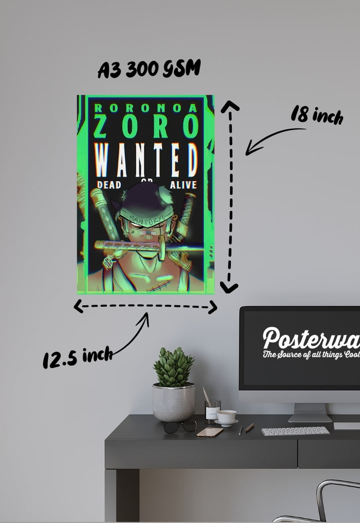 Zoro Wanted Green Rage Poster