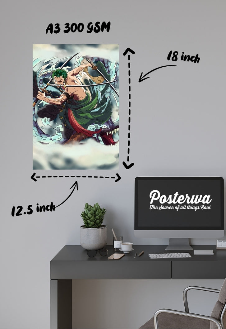 Roronoa Zoro With his Katanas Anime Poster