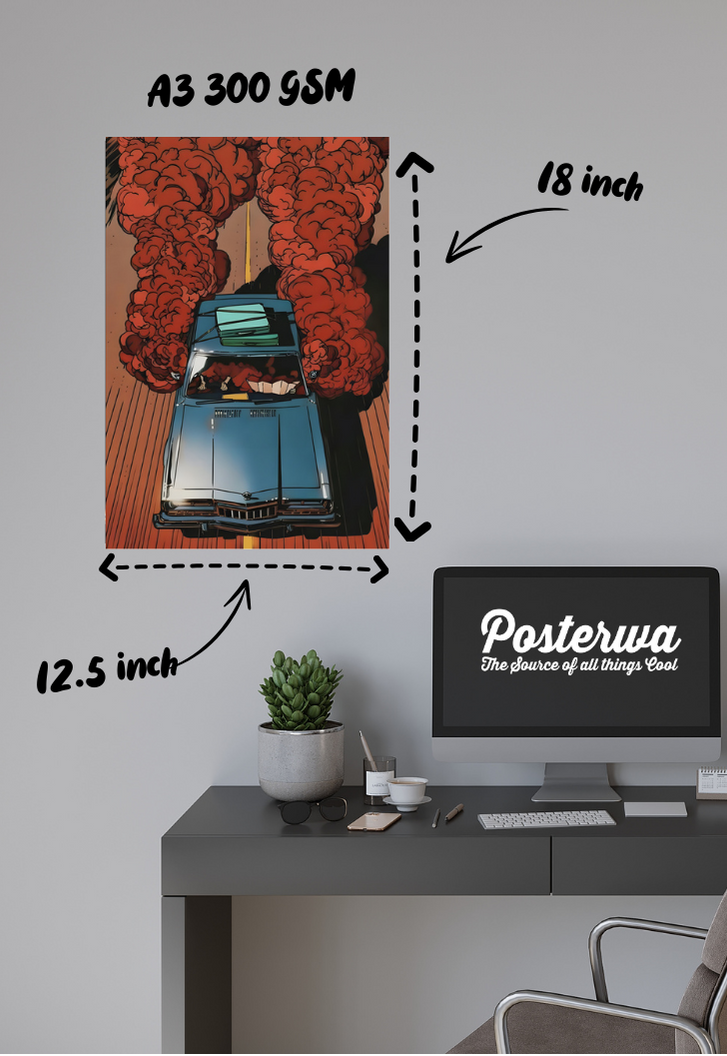 Psychedelic Driving on Highway Wall Art Poster