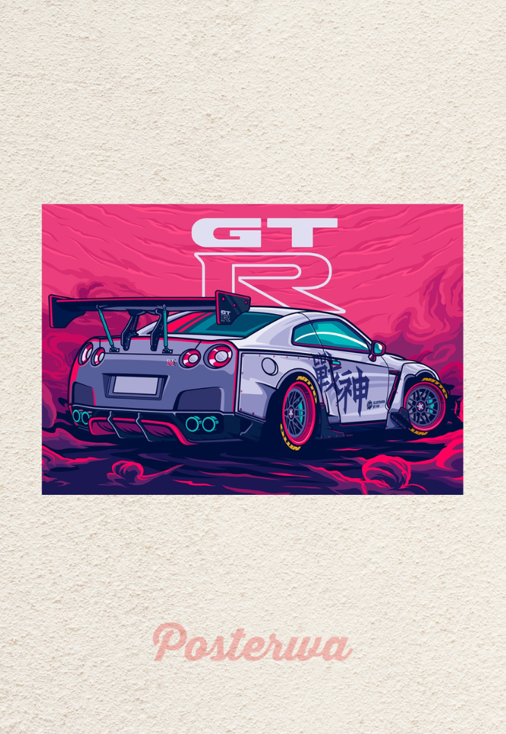 Nissan GTR Car Landscape Poster
