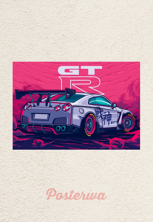Nissan GTR Car Landscape Poster
