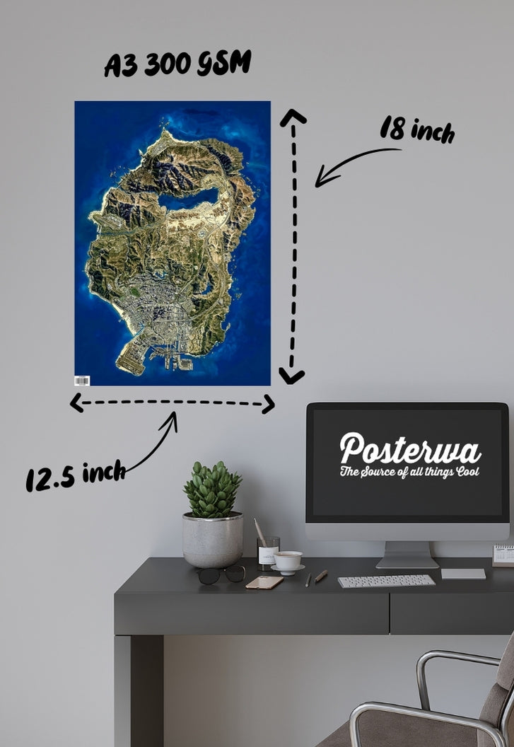 GTA V map Poster