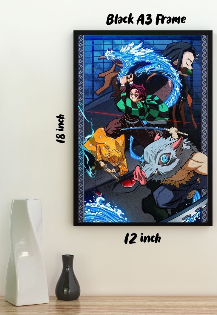Tanjiro, Nezuko, Zenitsu, Inosuke Breathing Style Demon Slayer Poster