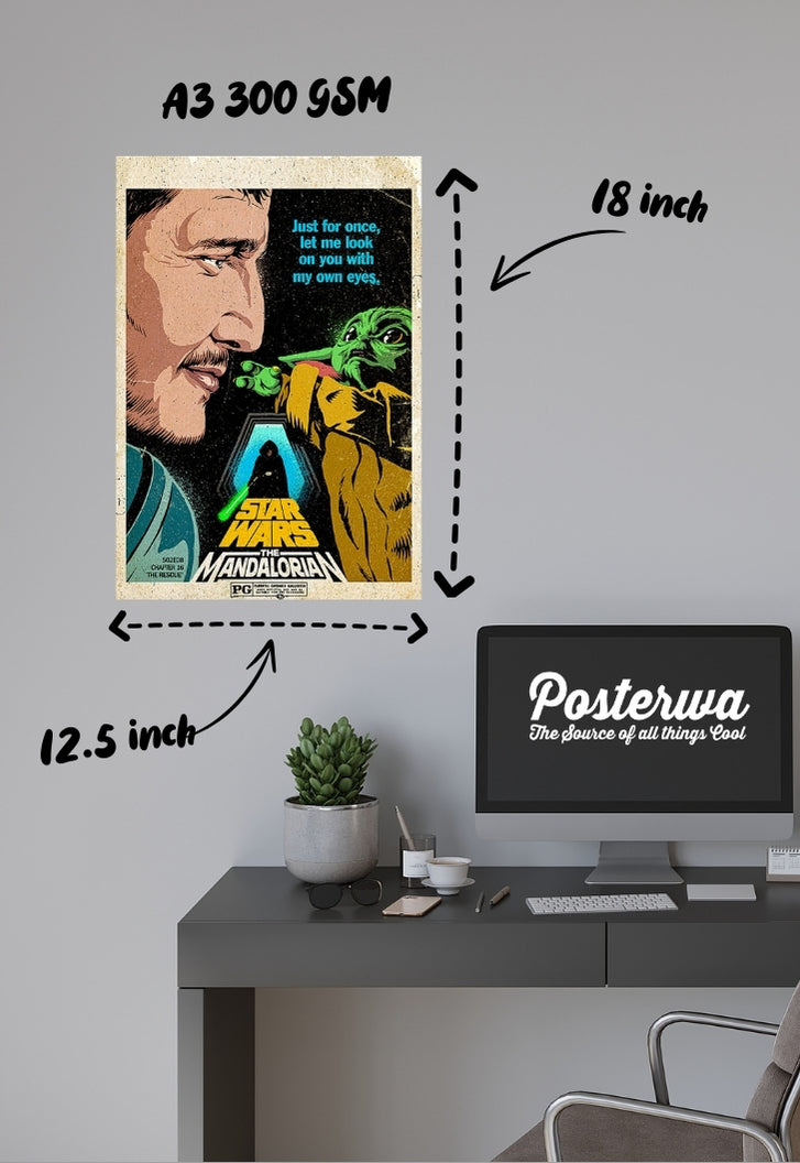 Baby Yoda with Mandalorian Poster