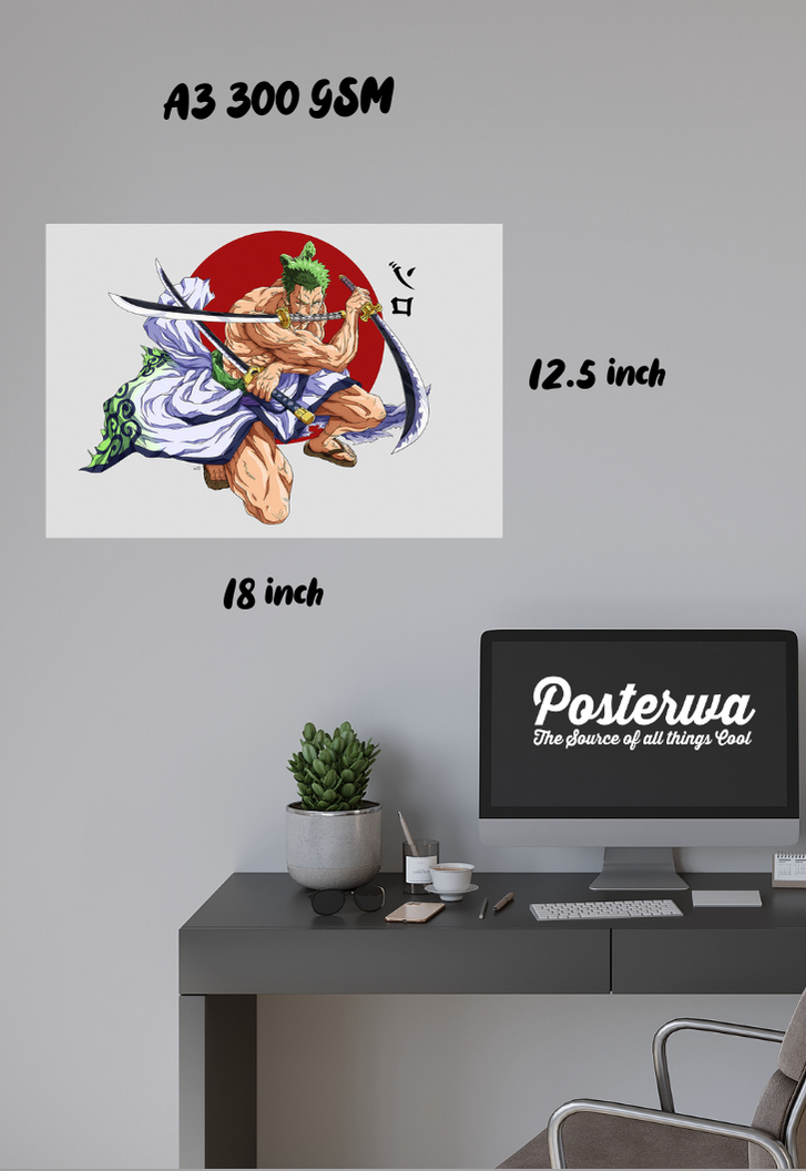 Zoro with 3 Katanas Landscape Poster