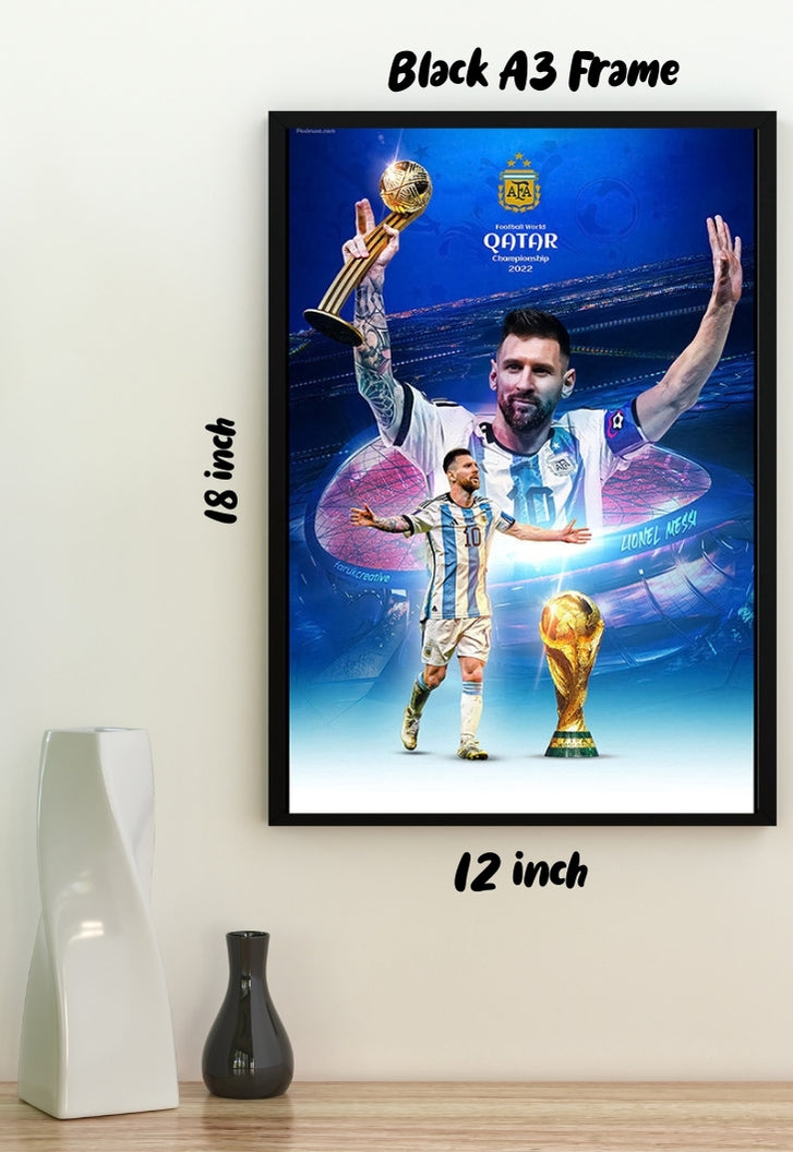 Messi with FIFA World Cup Poster