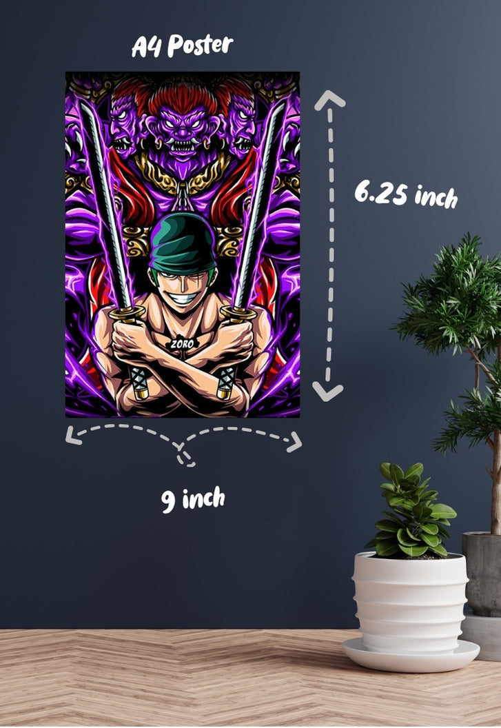 Zoro and red cyber punk Poster