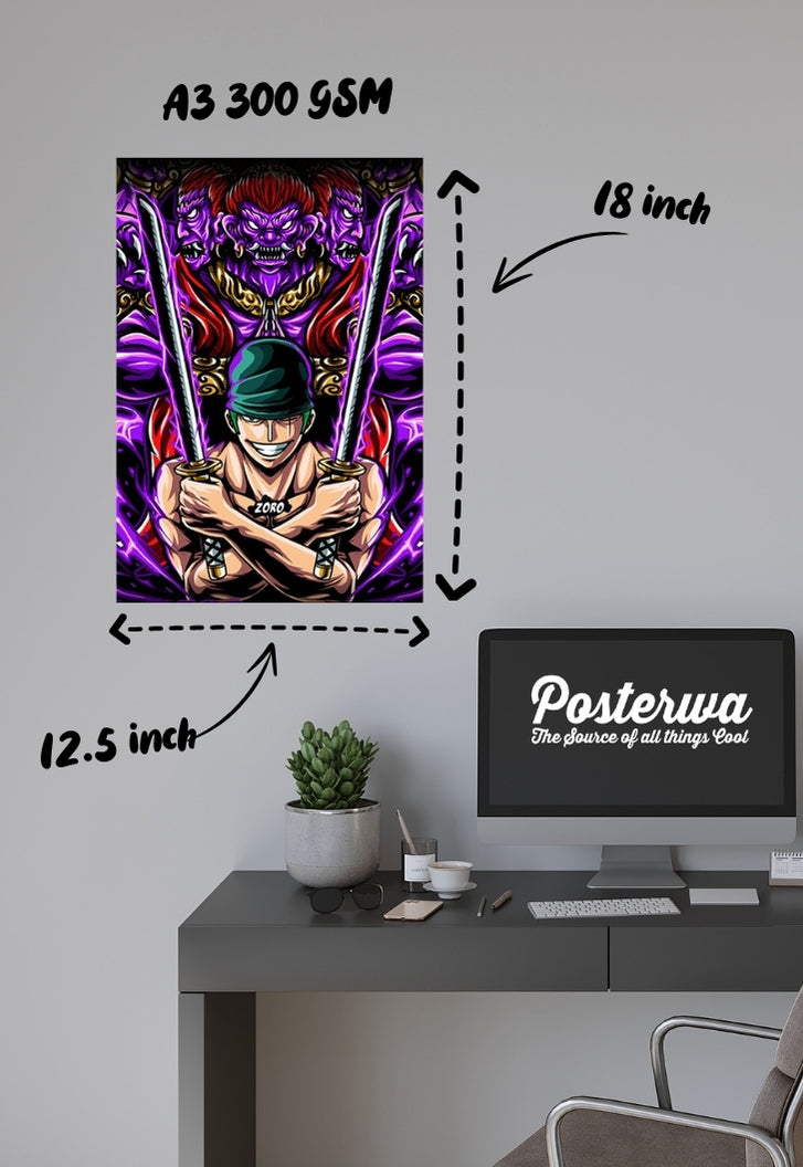 Zoro and red cyber punk Poster