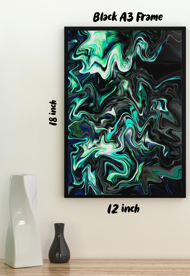 Cyan Currents | Abstract | Art Poster