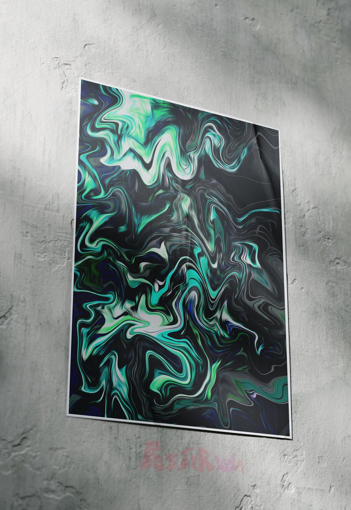 Cyan Currents | Abstract | Art Poster