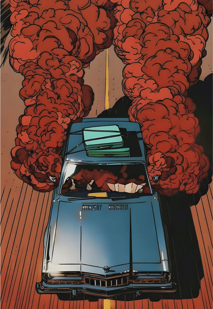 Psychedelic Driving on Highway Wall Art Poster