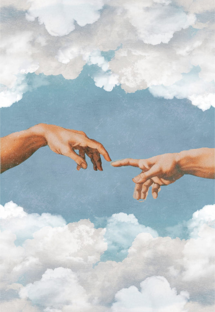 Creation of Adam Fingers Light Academia Cloudscape Poster