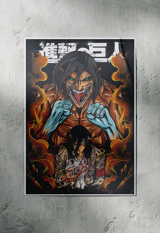 Attack on Titan: Eren with Titan | Eren Yeager | Anime Poster