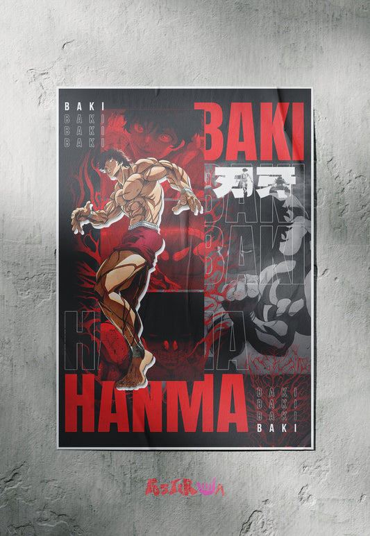 Crimson Warrior | Baki Hanma | Anime Poster