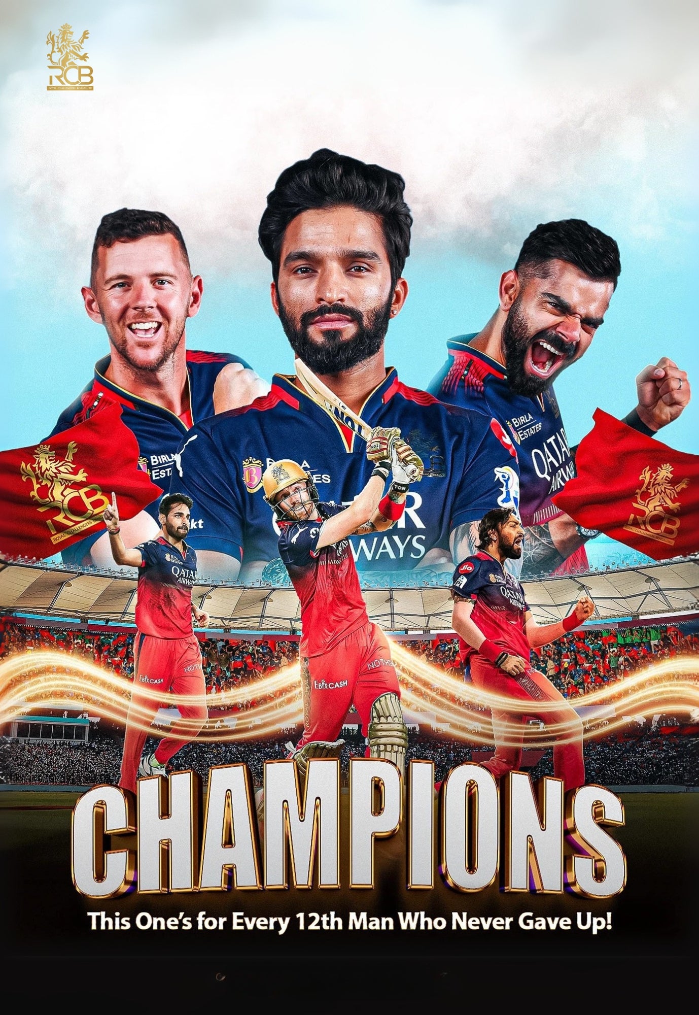 RCB We are the Champions. Who never give up!!