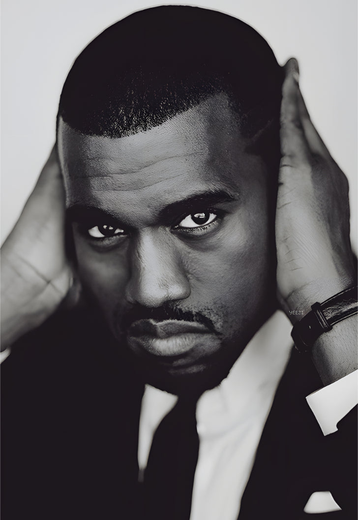 kanye west face black and white