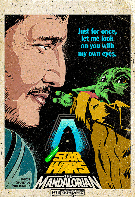 Baby Yoda with Mandalorian Poster