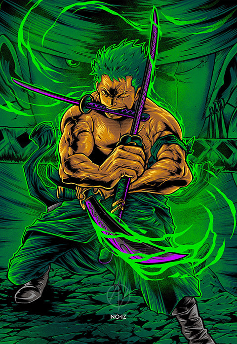 Zoro Three Blades No Mercy | One Piece | Anime Poster