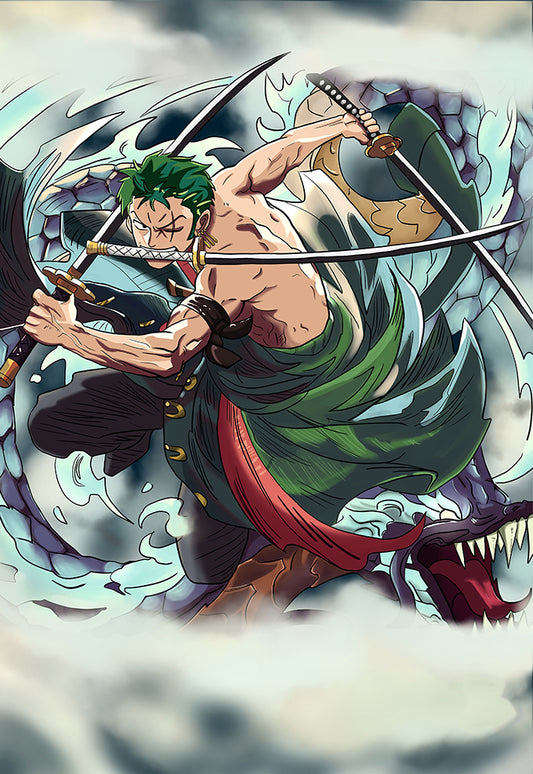Roronoa Zoro With his Katanas Anime Poster
