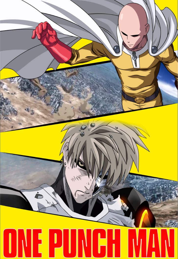 Saitama The Bald Savior and Genos | One Punch Man | Anime Poster