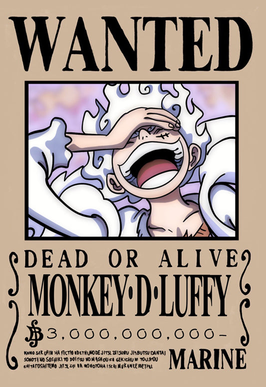 Luffy in gear 5 wanted poster with updated bounty
