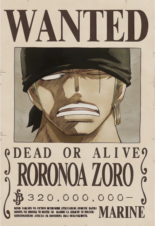Roronoa Zoro One Piece | Wanted | Anime Poster