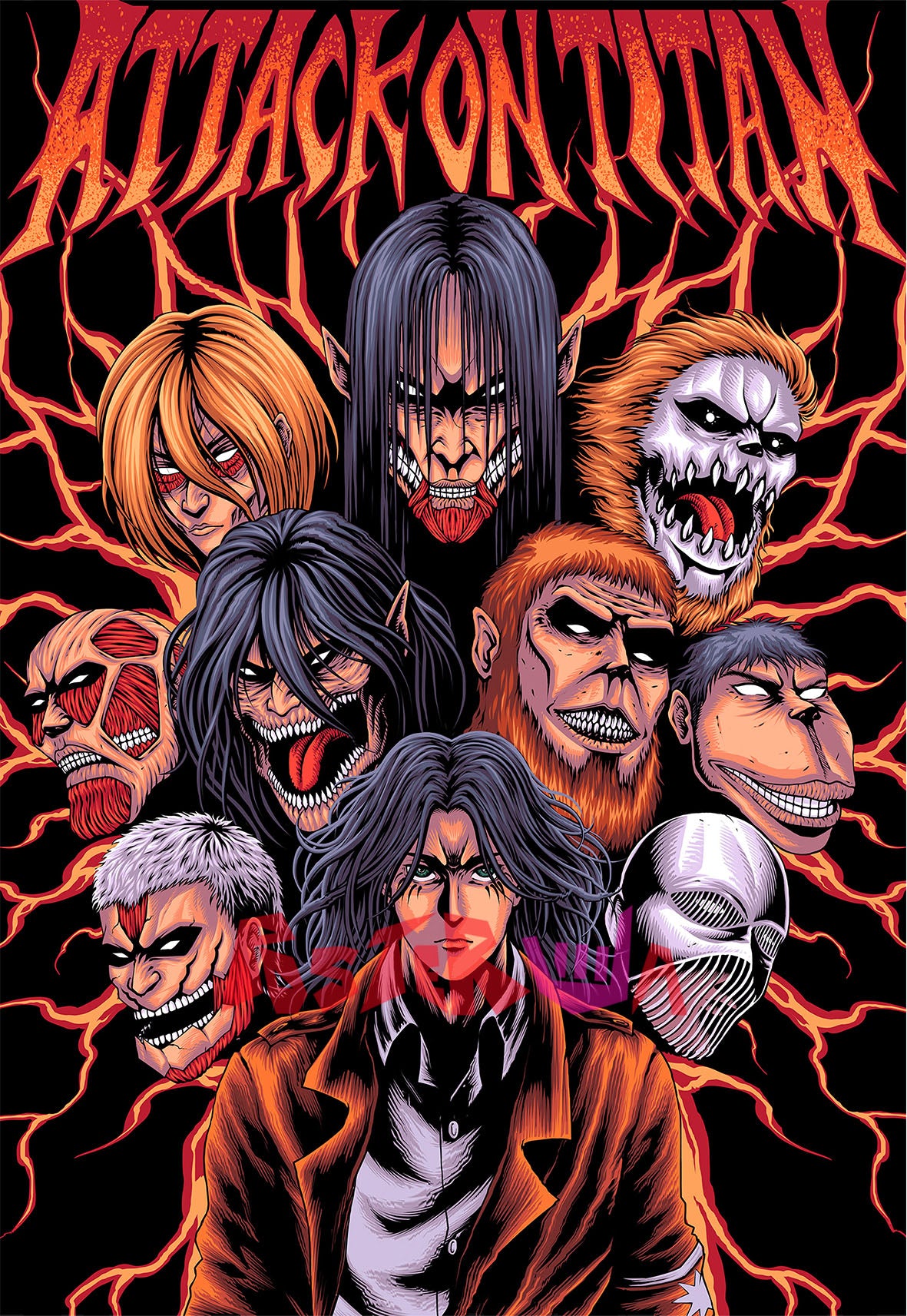 “Attack on Titan: All Titan with Eren | Eren Yeager | Anime Poster